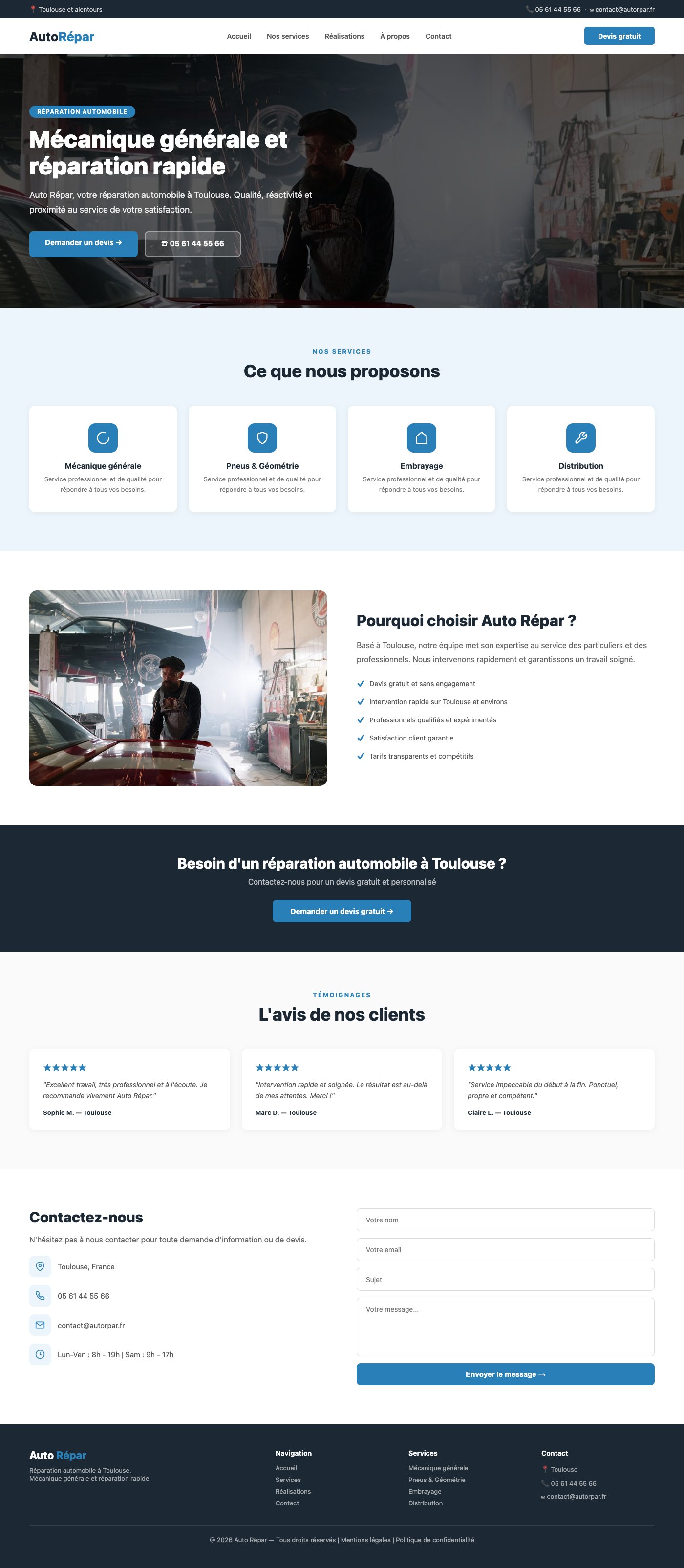 Site vitrine Auto Répar réparation auto Toulouse