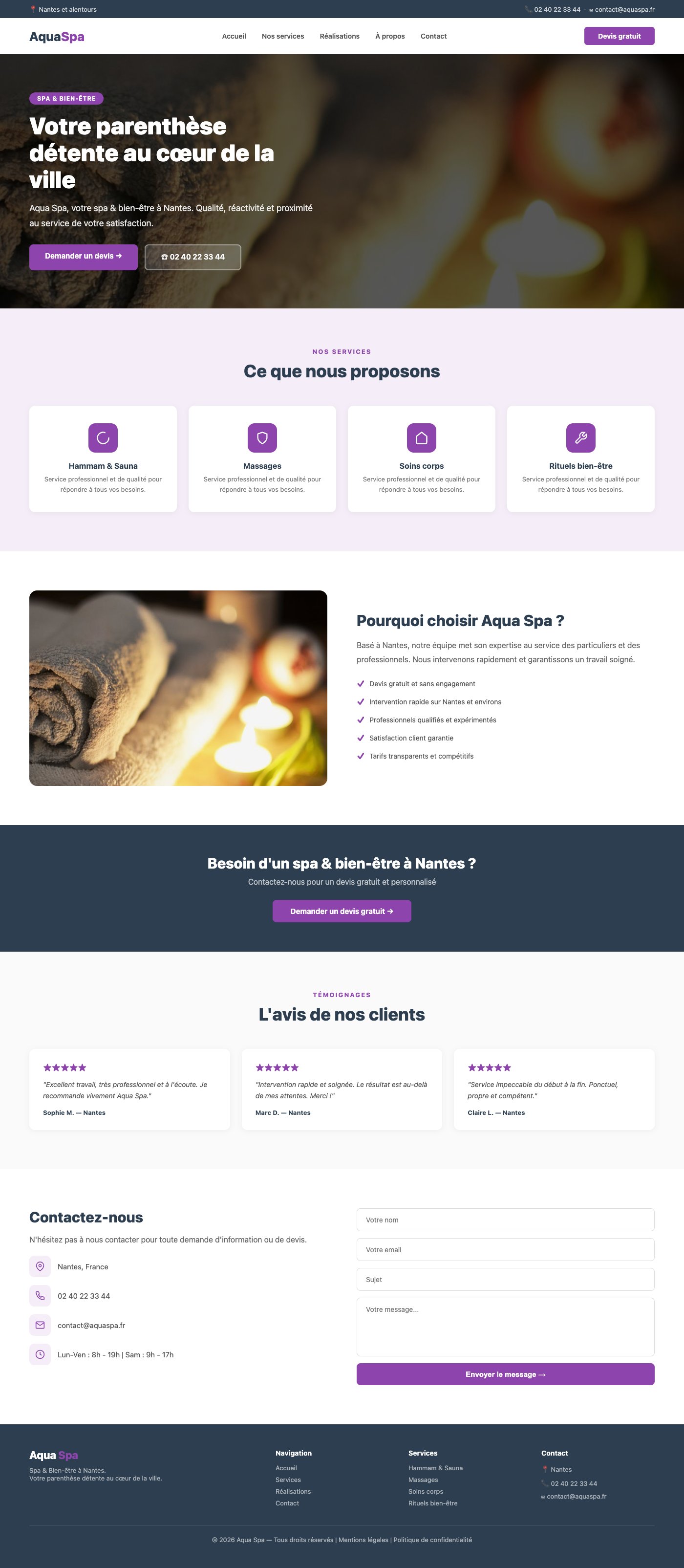 Site vitrine Aqua Spa spa bien-être Nantes