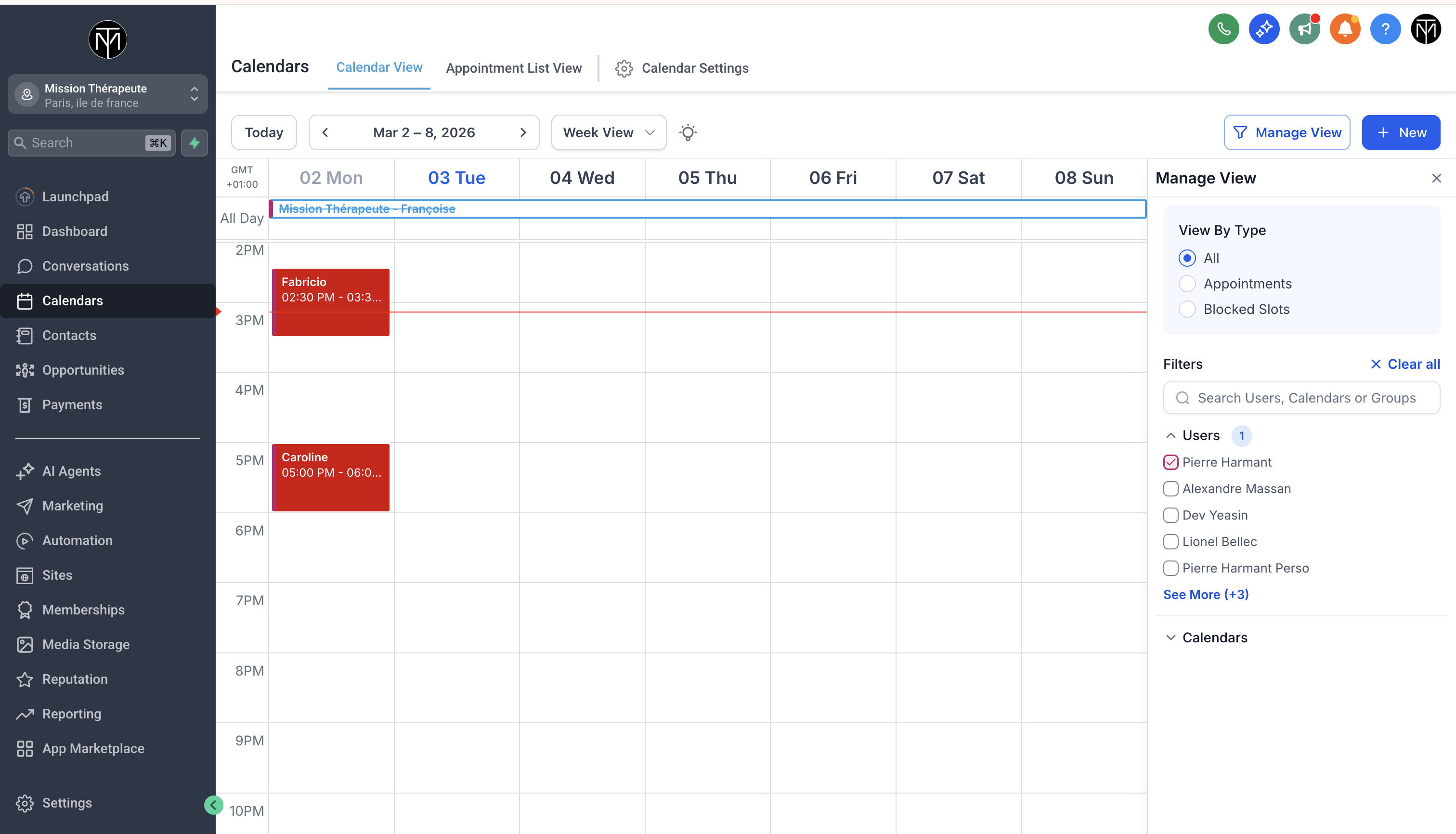 GHL Calendrier